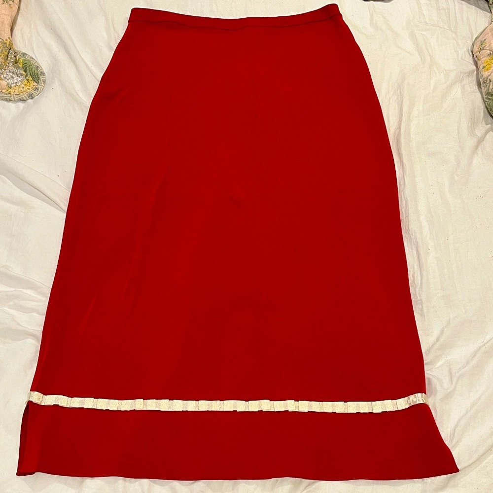 Vintage W/ TAGS Red Skirt w/ White Stripe - Size M